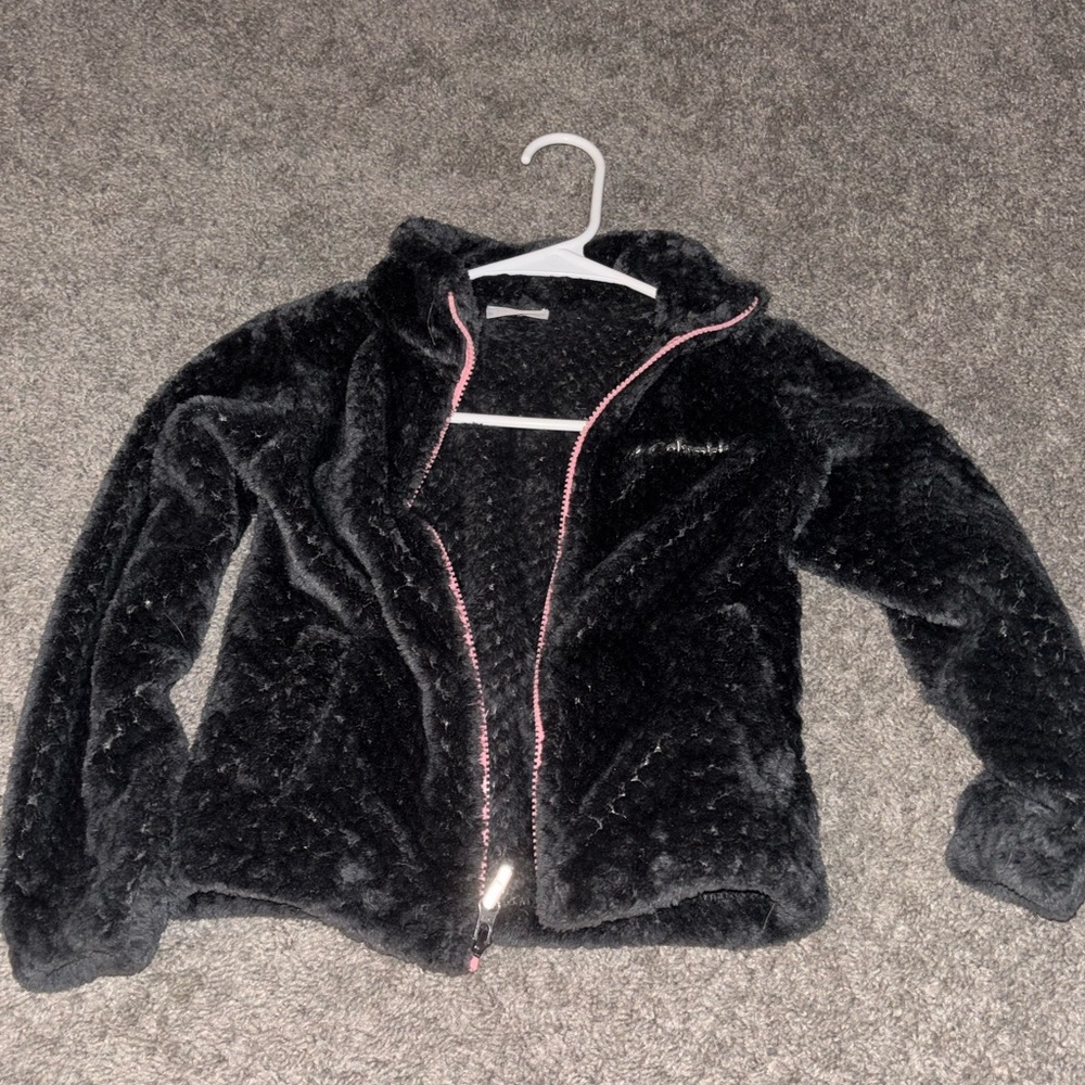 Columbia Dark Grey Fleece Kids Jacket with Pink Zipper